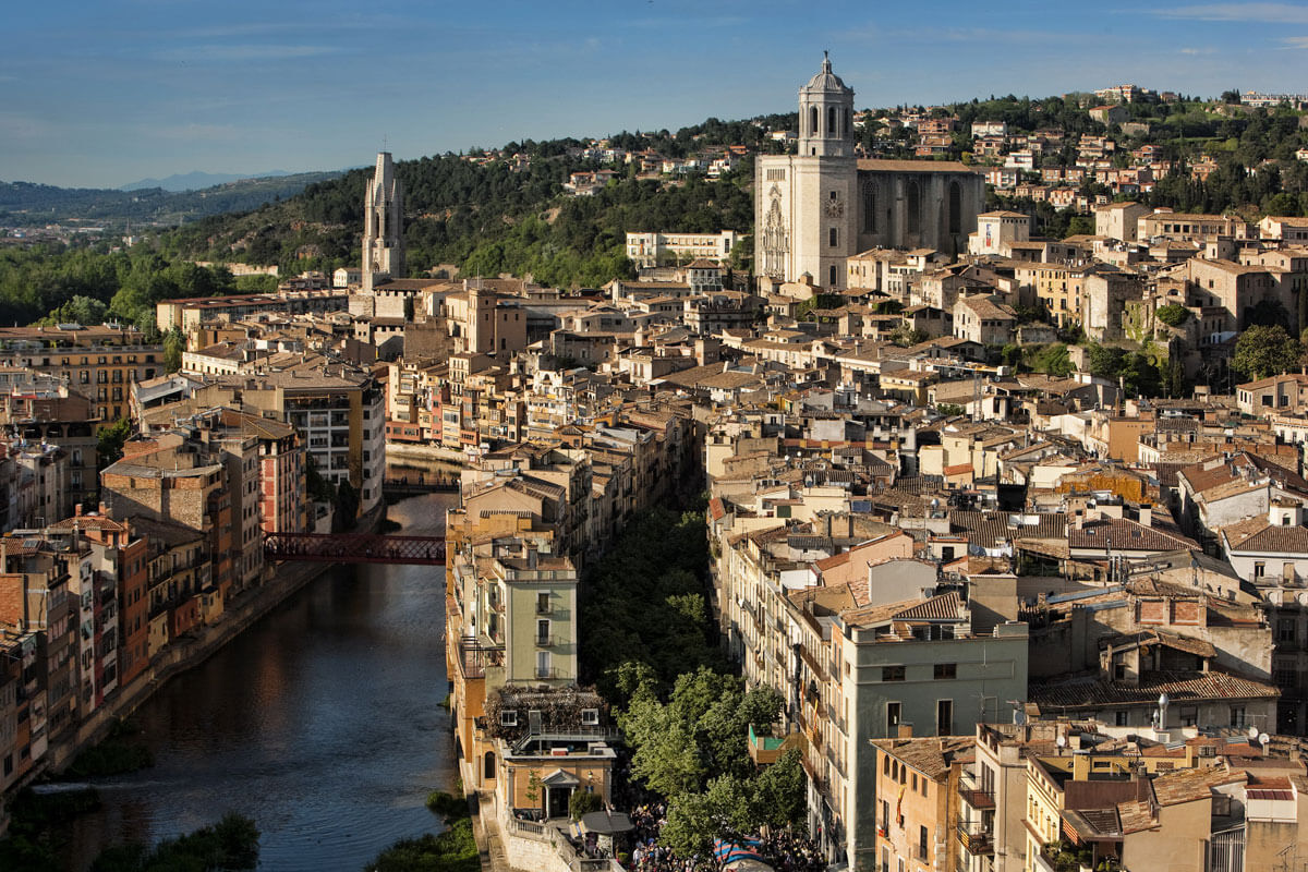 Girona's Old Town seen from above, with the cathedral dominating the skyline