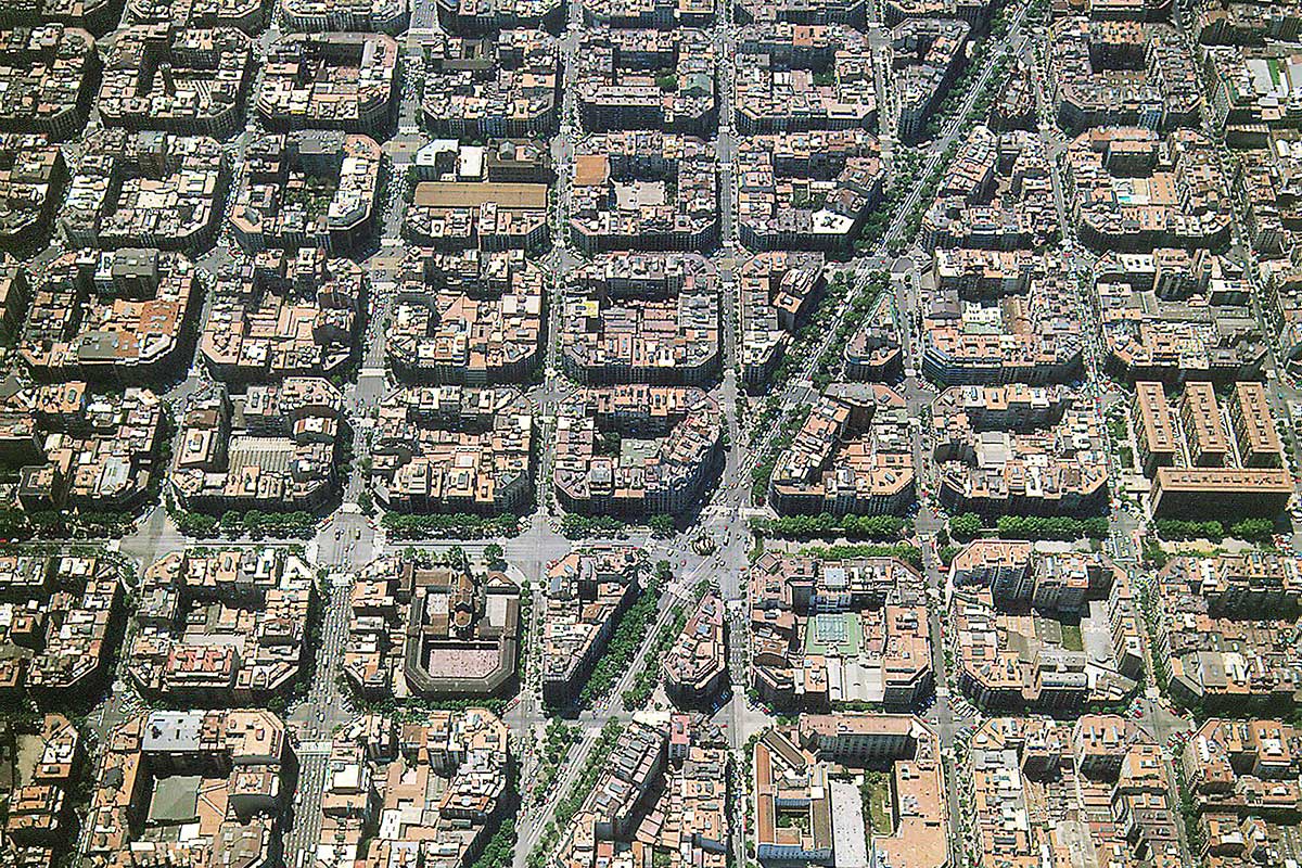 Aerial view of the Barcelona Eixample