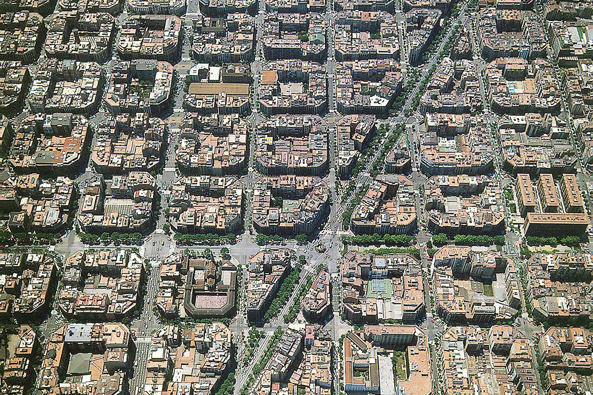 Aerial view of the Barcelona Eixample