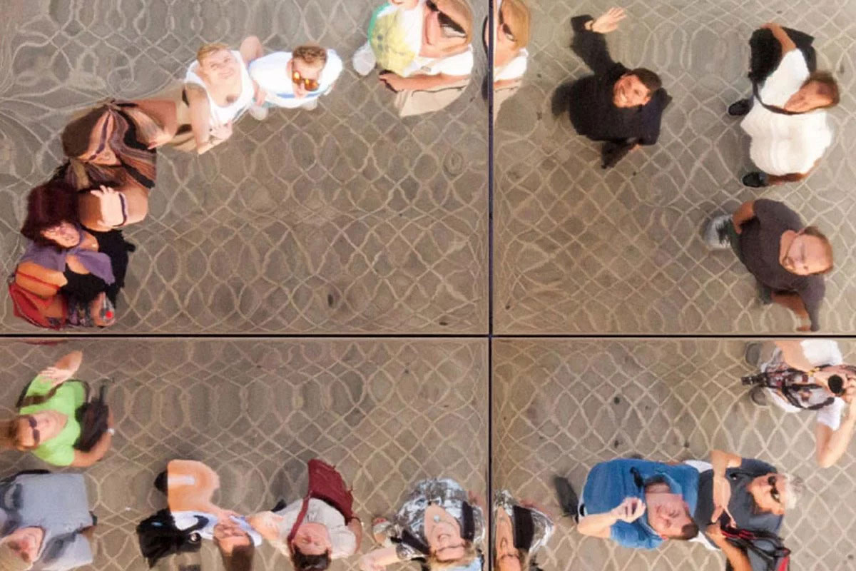 Participants reflected on mirror ceiling on architecture group tours Barcelona